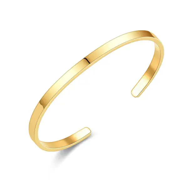 Wholesale Real Gold Plated 201 Stainless Steel PVD Coated Solid Color Waterproof Non Tarnish Simple Style Bangle For Women'S