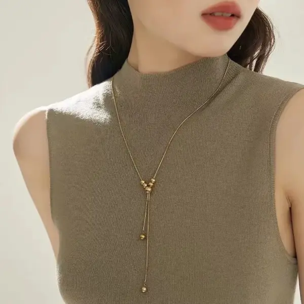 Wholesale PVD Coated Real Gold Plated 18K Solid Color 304 Stainless Steel Vacation Artistic Streetwear Waterproof Non Tarnish Pendant Necklace