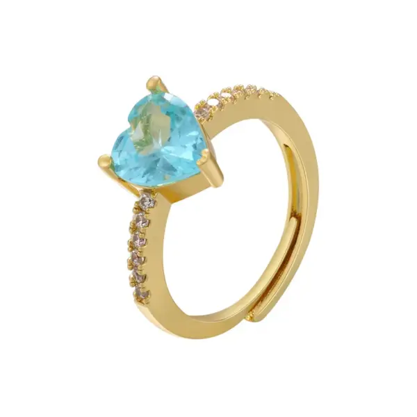 Wholesale Fashion Heart Shape Copper Zircon Open Ring In Bulk