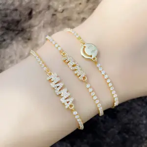Fashion Geometric Copper 18k Gold Plated Artificial Gemstones Bracelets In Bulk