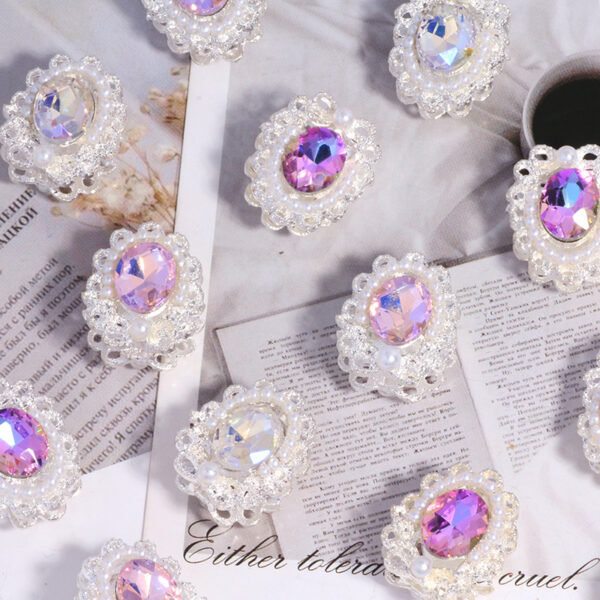 Wholesale Double-sided alloy rhinestone gem straight hole loose beads beaded DIY mobile phone chain key chain bag chain jewelry accessories