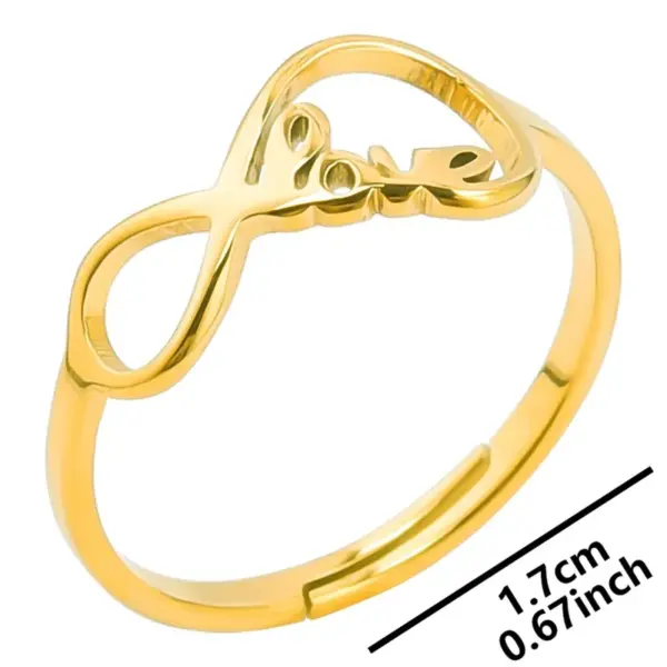 Wholesale PVD Coated Real Gold Plated 18K Gold Letter 304 Stainless Steel Streetwear Waterproof Non Tarnish Open Ring