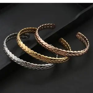 Twisted Wire Jewelry Wholesale Open Adjustable Stainless Steel Bangle