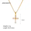 Wholesale 304 Stainless Steel Cross PVD Coated Zircon 18K Gold Plated Fashion Plating Inlay Cable Chain Gold Pendant Necklace