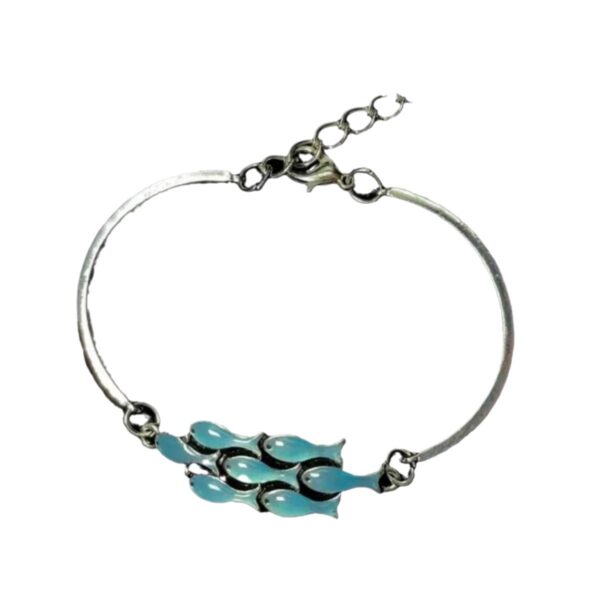 Wholesale Amazon new jewelry vintage silver necklace blue small fish group bracelet unique jewelry factory direct sales