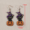 Wholesale Halloween Horror Pumpkin Creative Splicing Wooden Earrings