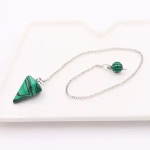 Malachite / Tapered Natural Stone + Silver White Chain