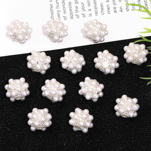 Wholesale Silver White Imitation Pearl Alloy Large Hole Beads Heavy Industry Bayberry Beads Beads Diy Beaded Pen Mobile Phone Chain Accessories