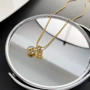 02-M13 Titanium Steel B Necklace / Gold