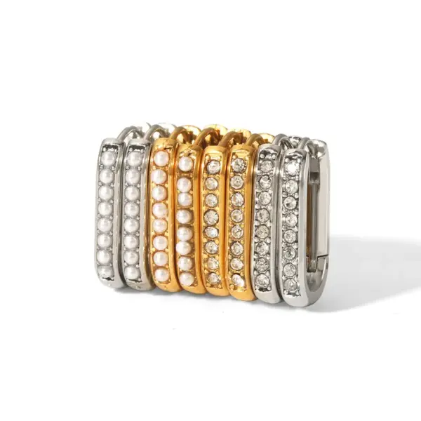 PVD Coated Real Gold Plated Oval 304 Stainless Steel Casual Waterproof Non Tarnish Earrings