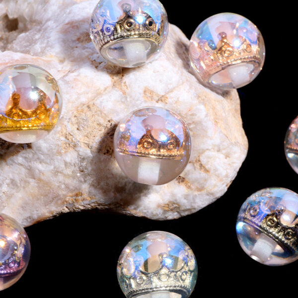 Wholesale New Golden Crown Colorful Straight Hole Loose Beads DIY Mobile Phone Key Chain Necklace Bag Chain Accessories