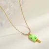 Wholesale Adorable Fresh 18K Gold Plated Stainless Steel Ice Cream Pendant Necklace Drop Oil Design Casual Romantic Commute Style