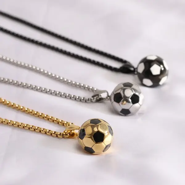 Wholesale Simple Style Football Titanium Steel Polishing Pendant Necklace