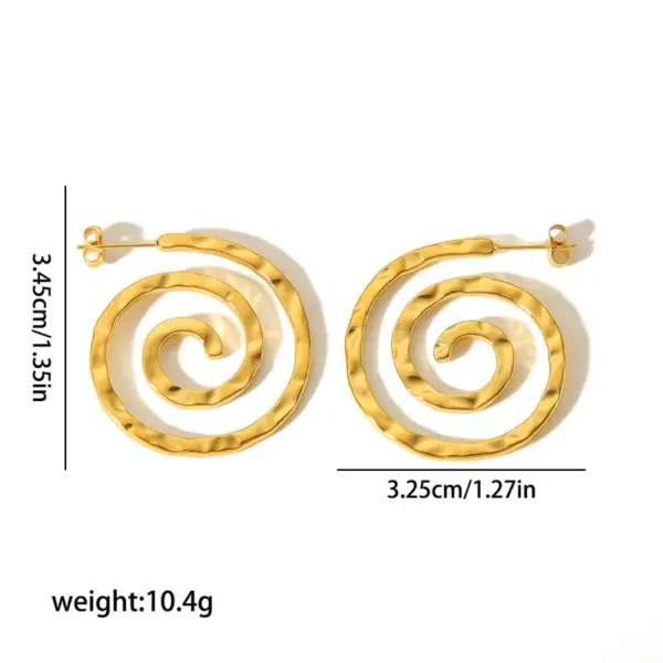 Wholesale PVD Coated Real Gold Plated Circle Lines 304 Stainless Steel Simple Style Commute Waterproof Non Tarnish Ear Studs