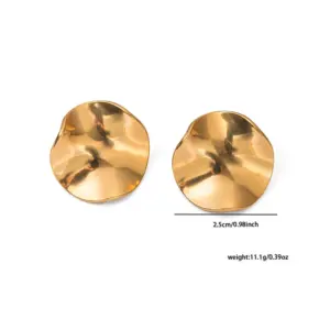 Titanium Steel Wrinkle Surface round Piece Ear Studs