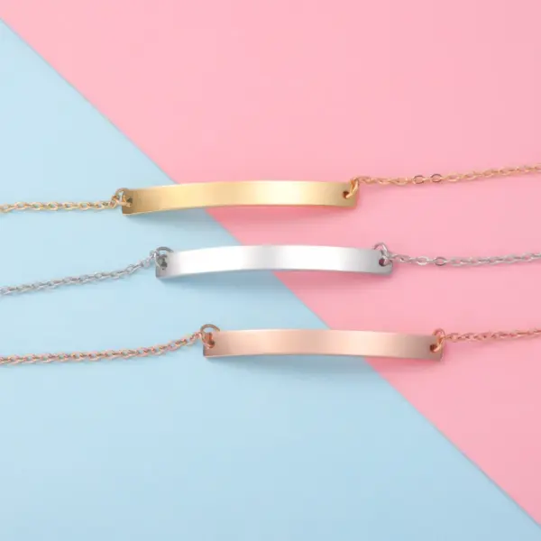 304 Stainless Steel Customization Laser Engraving Solid Color PVD Coated 18K Real Gold Plated Simple Style Waterproof Non Tarnish Bracelets