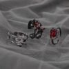 Wholesale Vintage Ruby Ring for Men and Women Trendy Domineering Neutral Wind Texture Finger Ring Dark Lava Zircon Ring
