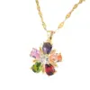 Titanium Steel Fairy Style Inlay Leaf Flower Zircon Necklace Earrings Jewelry Set