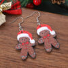 Wholesale Christmas cute Christmas hat gingerbread man pendant earrings wooden double-sided earrings Christmas gift