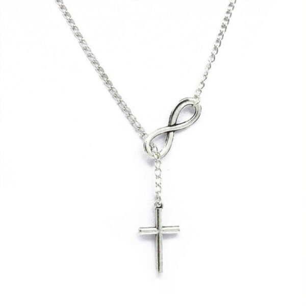 Wholesale Cross-border New Products European and American Street Photography High-grade Cross Necklace Infinite Large Shape Girl's Stainless Steel Necklace