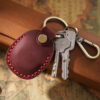 Wholesale Vintage top layer cowhide door hand-sewn leather card holder keychain