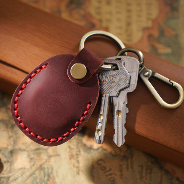 Wholesale Vintage top layer cowhide door hand-sewn leather card holder keychain