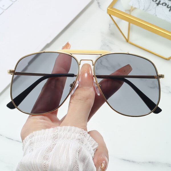 Wholesale European and American Ladies Toad Mirror Metal Large Frame Sunglasses 2024 New Sunglasses Ins Popular Same Style Sunglasses