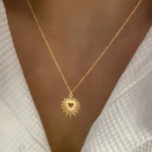 Wholesale Elegant Hollow Heart Shaped Pendant Necklace Stainless Steel O Link Women's Jewelry Casual Classic Style Gold Silver Color