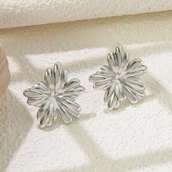 Wholesale 1 Pair French Style IG Style Flower 304 Stainless Steel Imitation Gold Electroplating Ear Studs