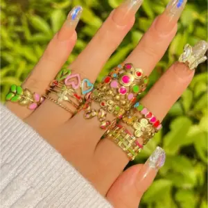 Wholesale Jewelry Cute Streetwear Heart Shape 304 Stainless Steel Enamel Open Rings