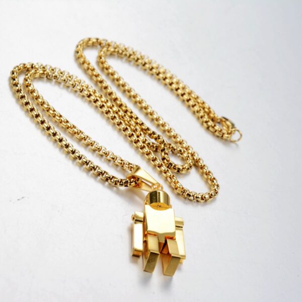 Wholesale Hip Hop Robot Gold Titanium Necklace
