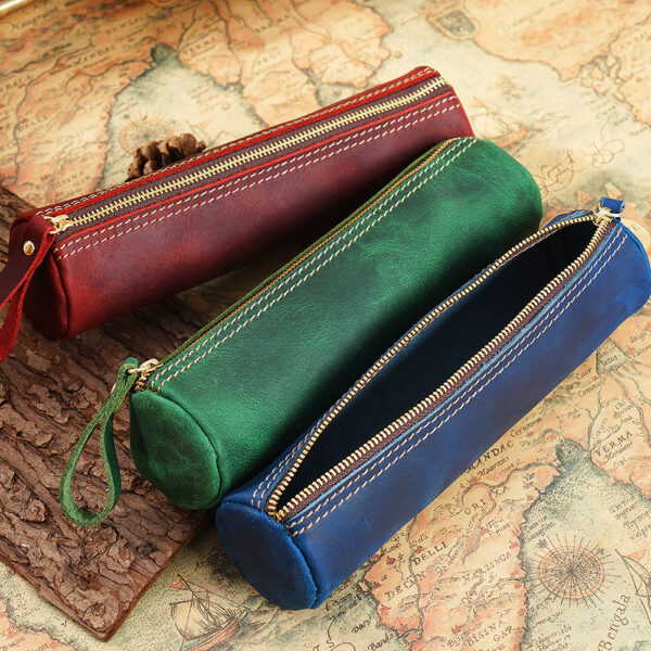 oly-590666ca251192693924da722dcc2144 Wholesale Vintage first layer crazy horse leather storage pencil case