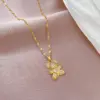 Wholesale Golden Plated 304 Stainless Steel Electroplating Zircon Animal Bear Cute Pendant Necklace For Women'S
