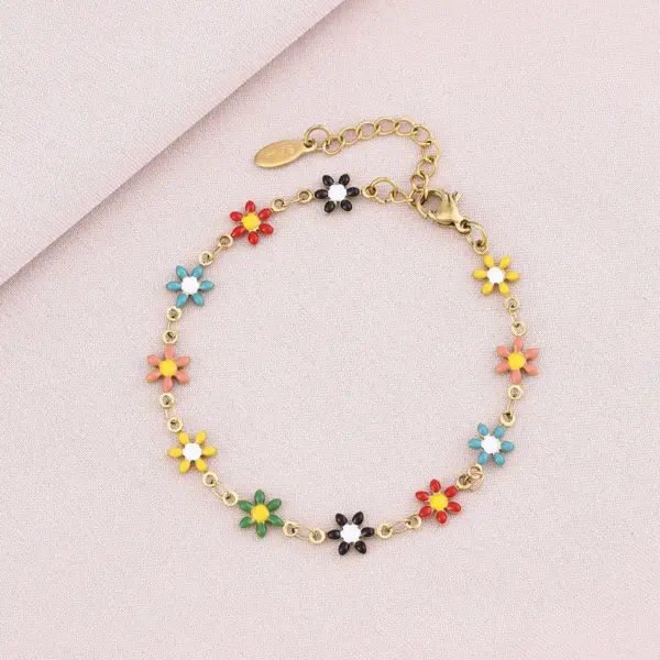 Wholesale Water Plating 18K Gold Plated Flower Stainless Steel Basic 304 Stainless Steel Bracelets