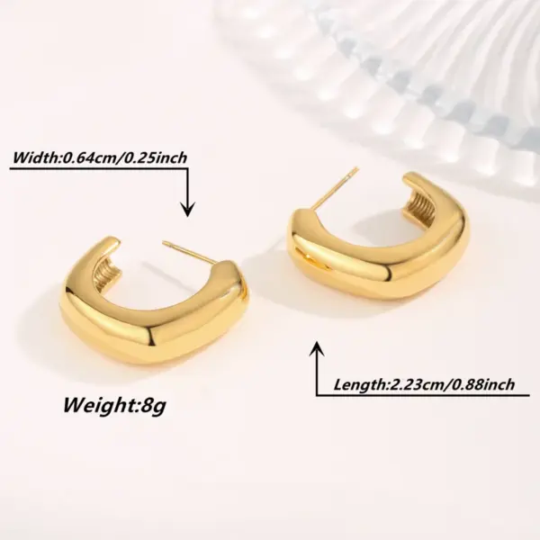Vacuum Plating Real Gold Plated 18K Gold Irregular Square Water Droplets 304 Stainless Steel Streetwear Waterproof Non Tarnish Ear Studs