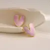 Wholesale 1 Pair Casual Simple Style Heart Shape Enamel 304 Stainless Steel Imitation Gold Electroplating Ear Studs