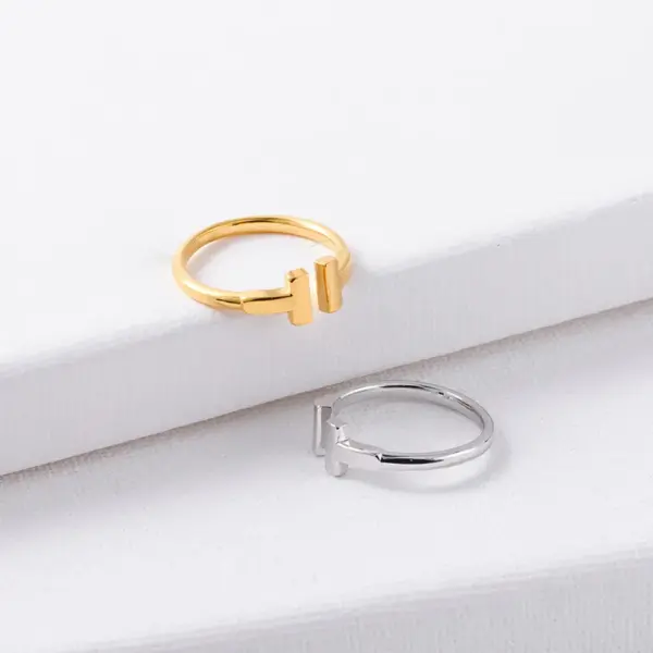 Wholesale 1 Piece Simple Style Letter Copper Plating Inlay Zircon Open Ring