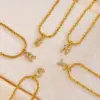 Wholesale Jewelry Fashion Letter 201 Stainless Steel Artificial Diamond Gold Plated Plating Inlay Stainless Steel Necklaces