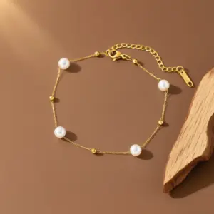 S0121-Pearl Gold Beads-Bracelet- Gold