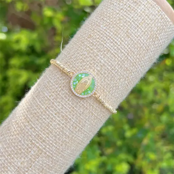 Wholesale Copper 18K Gold Plated Plating Human Virgin Mary Zircon Bracelets