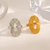 Wholesale Ion Plating (IP) 18K Gold Plated Oval 304 Stainless Steel Simple Style Waterproof Non Tarnish Open Rings