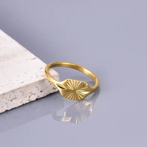 Wholesale 304 Stainless Steel Solid Color PVD Coated 18K Real Gold Plated Simple Style Waterproof Non Tarnish Plating Gold Rings