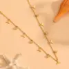 Wholesale 304 Stainless Steel Round Water Droplets Eye PVD Coated Rhinestones Shell 18K Real Gold Plated Cute Sweet Waterproof Non Tarnish Inlay Gold Bracelets Necklace