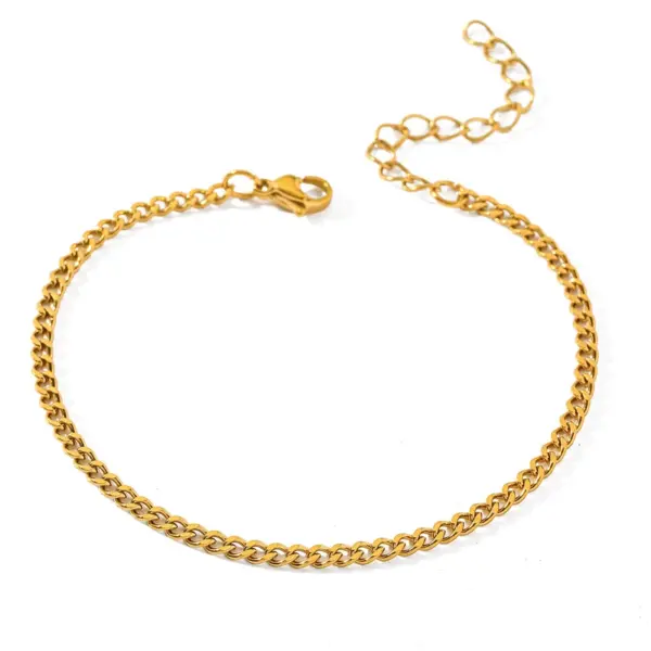 Wholesale Geometric Snowflake Pressed Chain 18K Gold Plated Stainless Steel Simple Commuter Daily Hand Bracelet Elegant Casual Style