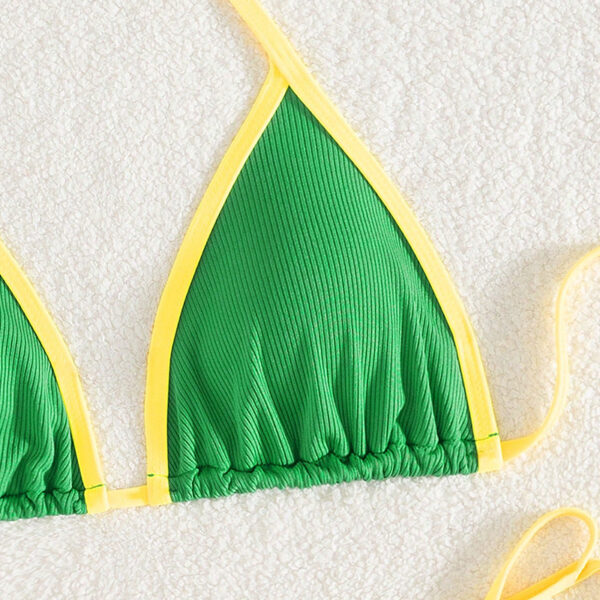 Wholesale 2025 New Split Bikini Cross-Border Amazon Lace-Up Sexy Color-Blocked Brazilian Thong Beach Bikini