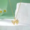 Wholesale Water Plating Vacuum Plating Real Gold Plated 18K Gold Heart Shape Flower Bow Knot 304 Stainless Steel Titanium Steel Elegant Artistic Waterproof Non Tarnish 201 Stainless Steel Pendant Necklace