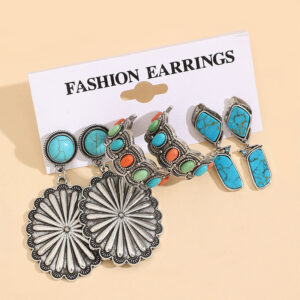 Wholesale Vintage Earrings 3 Pair Set Western Style