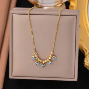 H1168 Necklace Golden Blue Eyes