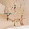 Wholesale Hip-hop Cross Copper 18k Gold Plated Zircon Pendant Necklace In Bulk