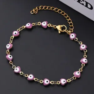 Purple Eye Bracelet (Gold) / 10X5mm (Length: 160+50mm) / 1 Strand/Package